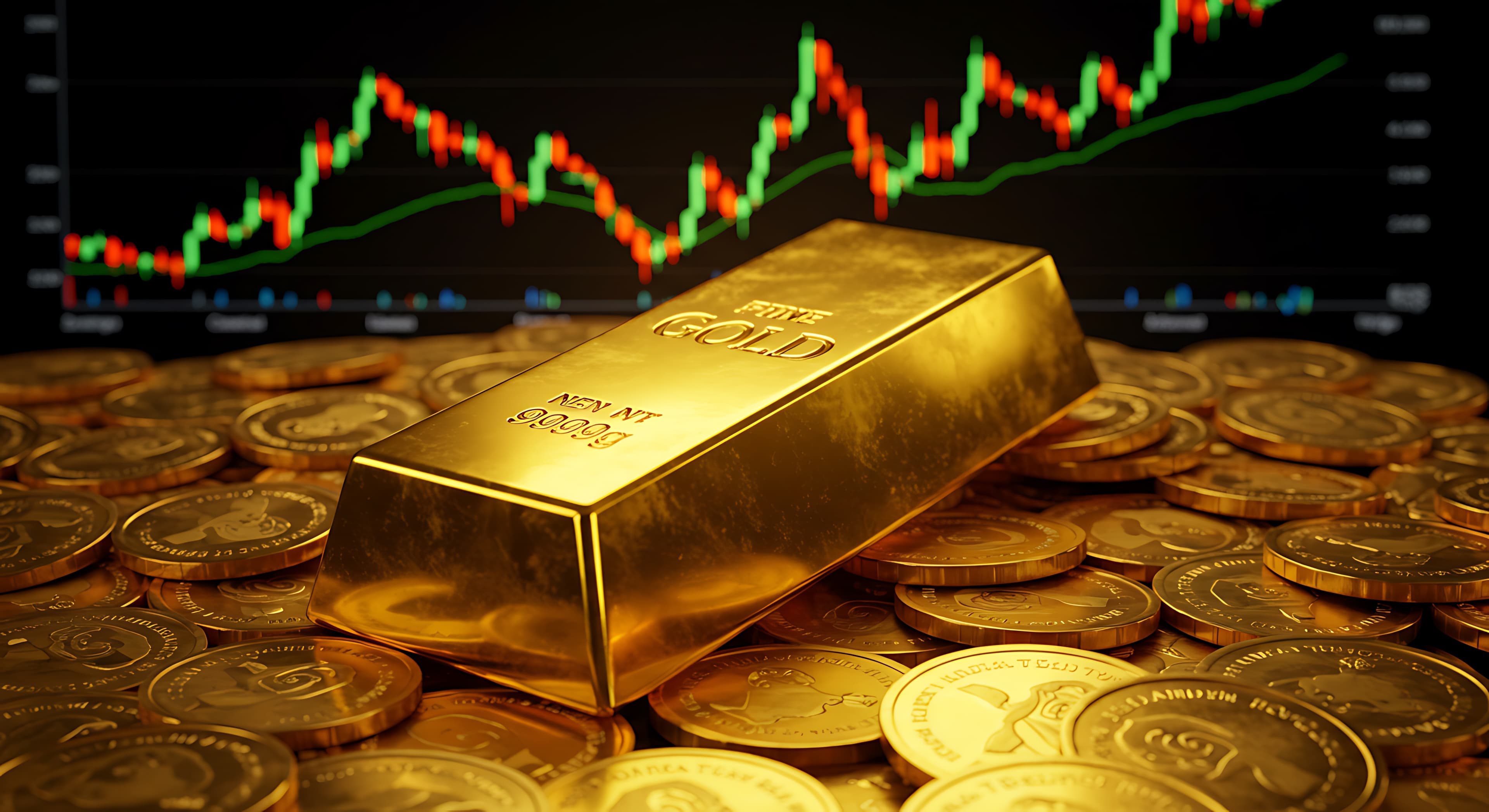 Goldbarren vor Kurs-Chart